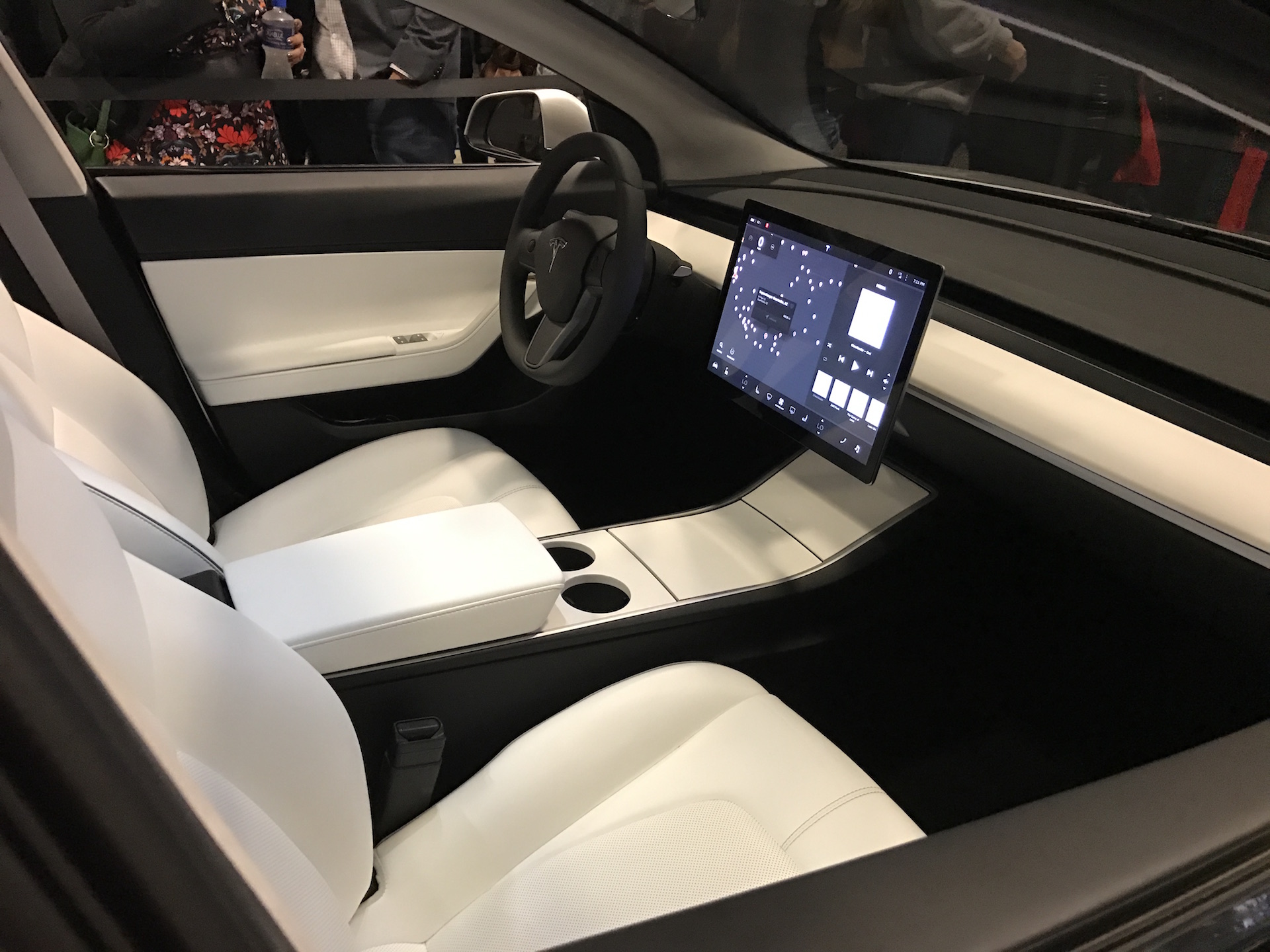 Silver Tesla Model 3 Interior Cupholder Touchscreen